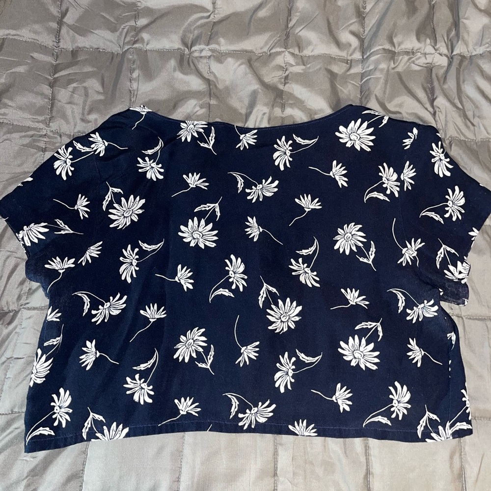 Navy blue with white flowers top